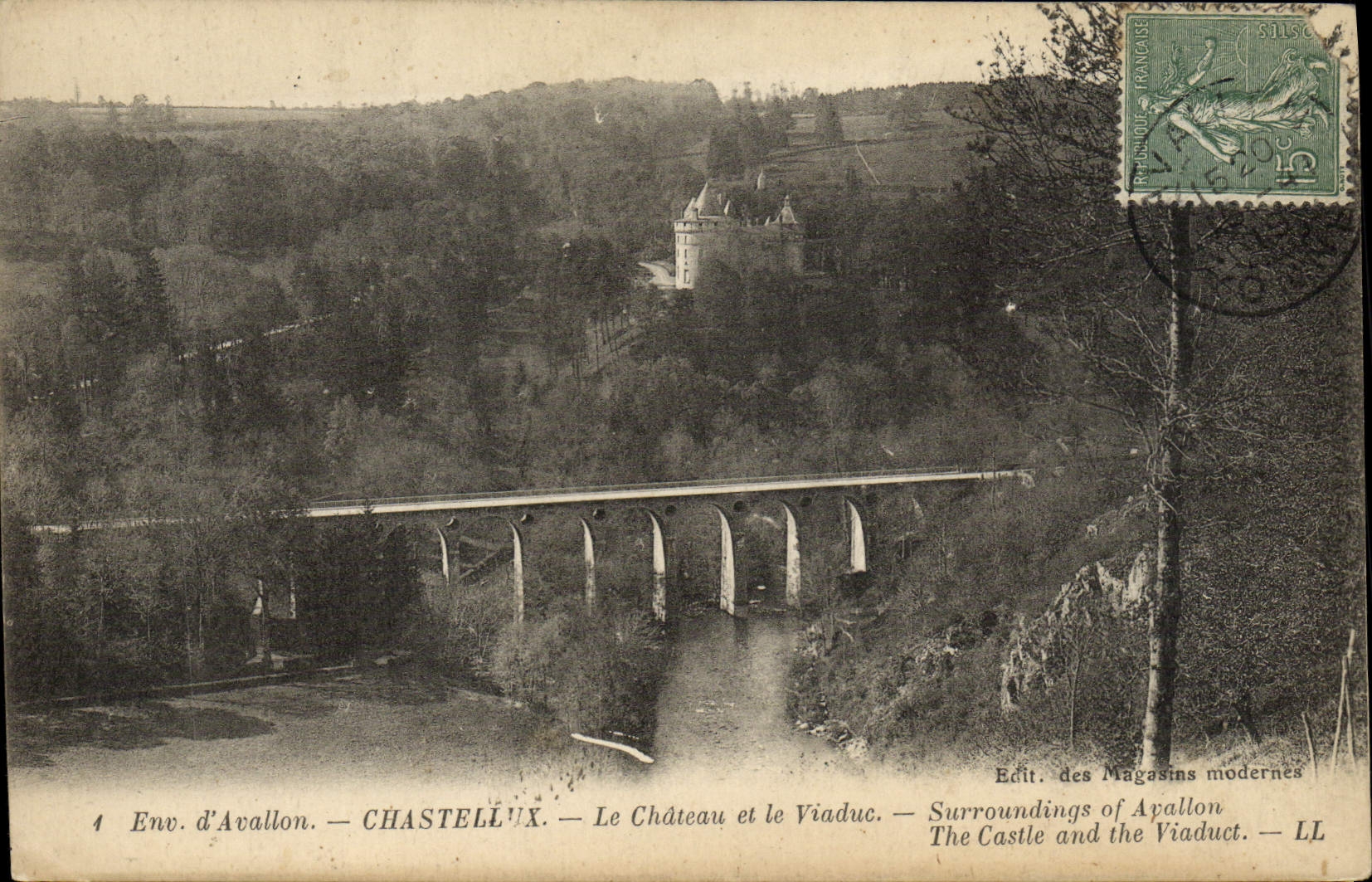 CPA Env d'Avallon Chastellux Le Chateau Et Le Viaduc