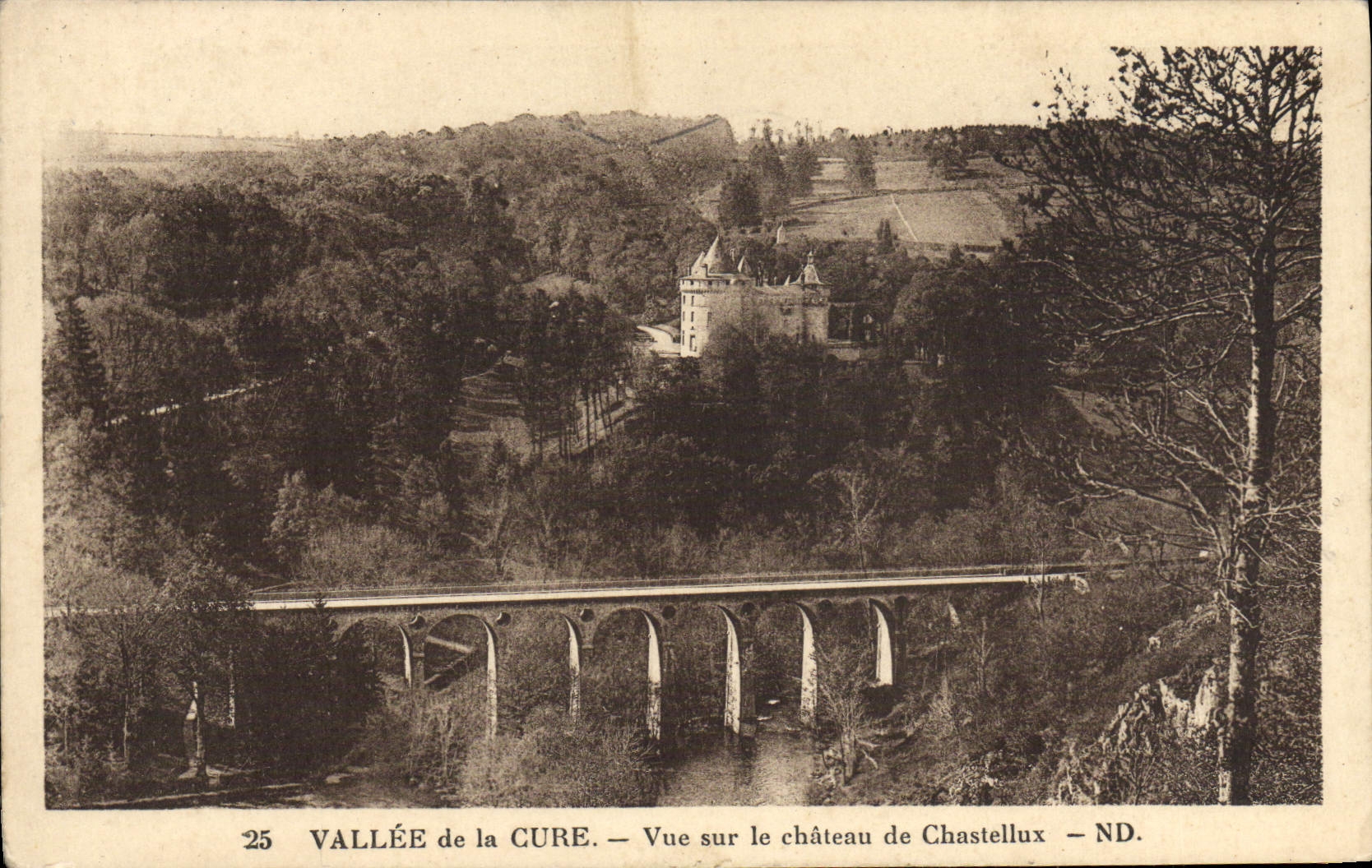 VINTAGE POSTCARD Valley Of the Cure Seen On the Castle De Chastellux