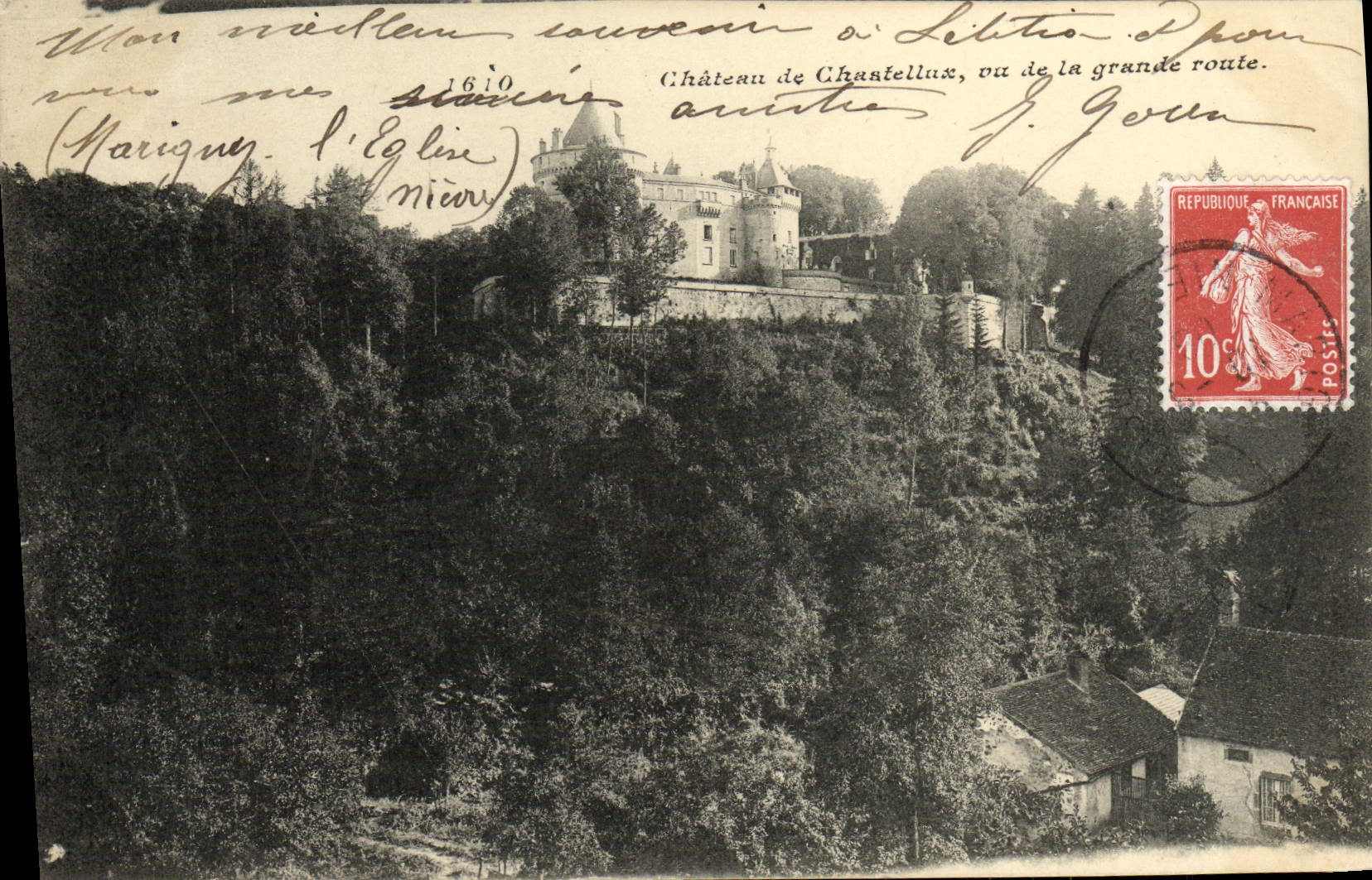 CPA Chateau De Chastellux Vu De La Grande Route