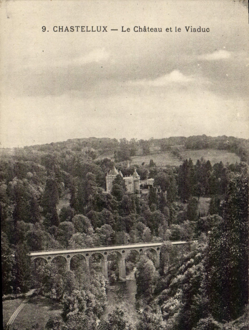 VINTAGE POSTCARD Chastellux the castle And the Viaduct