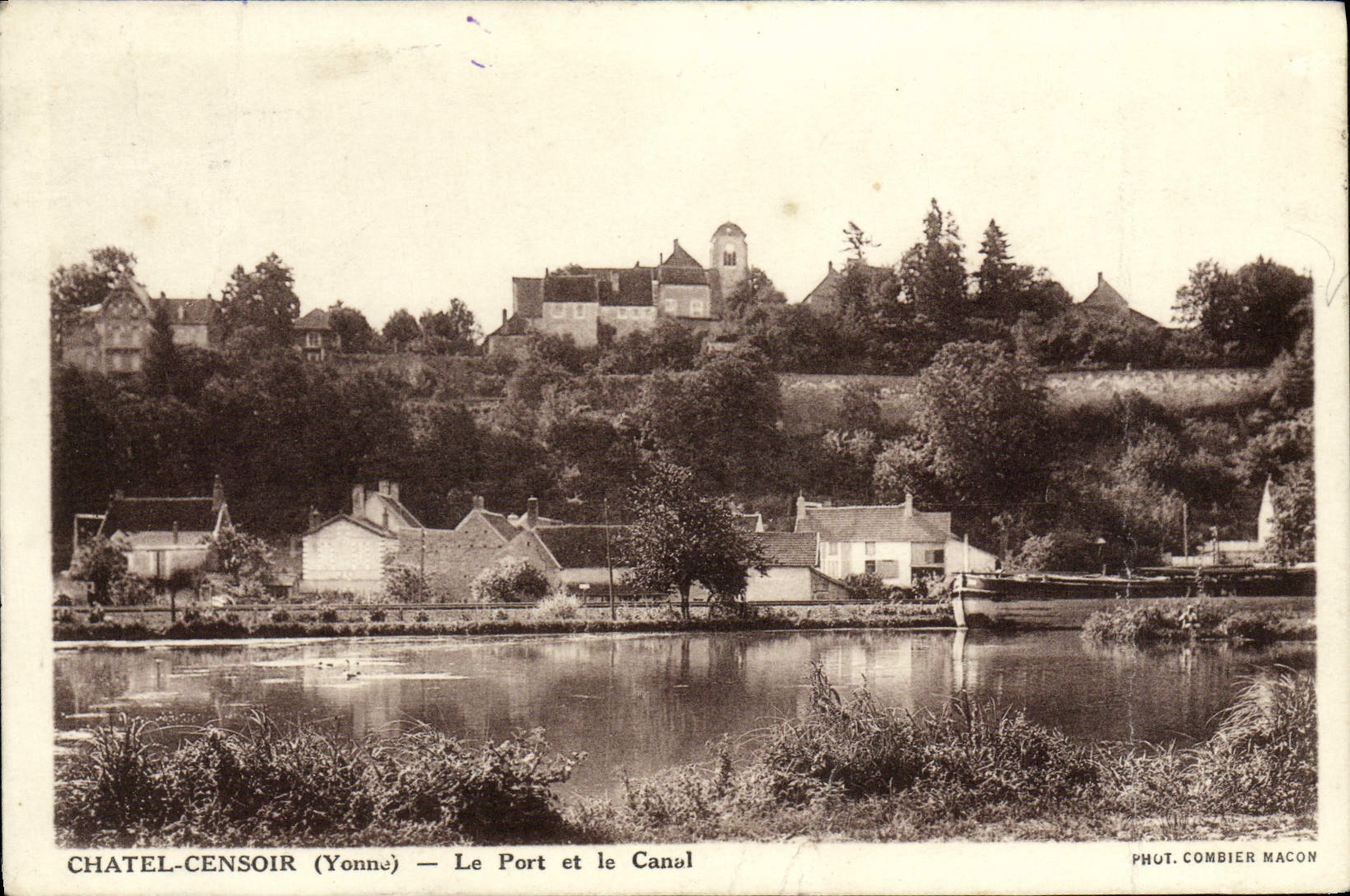 VINTAGE POSTCARD Chatel Censoir the port and the canal