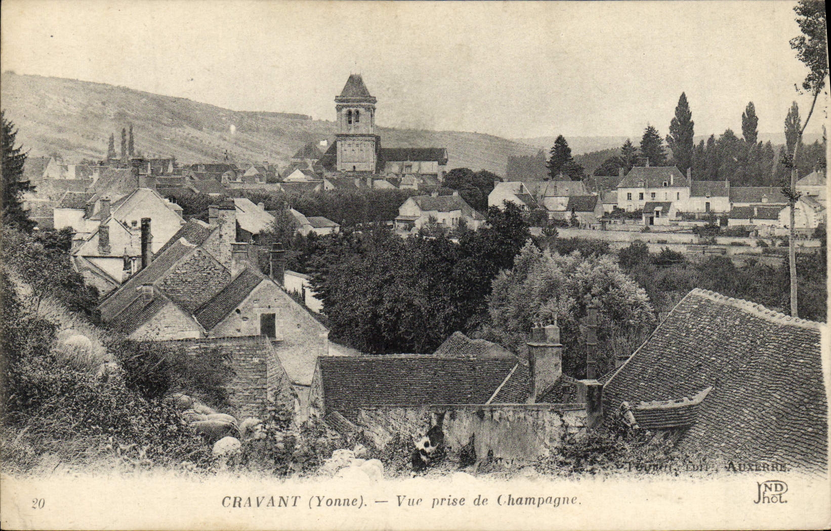 VINTAGE POSTCARD Champagne Cravant Seen from