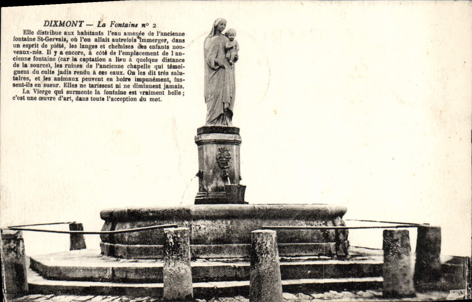 VINTAGE POSTCARD Dixmont the Fountain n°2