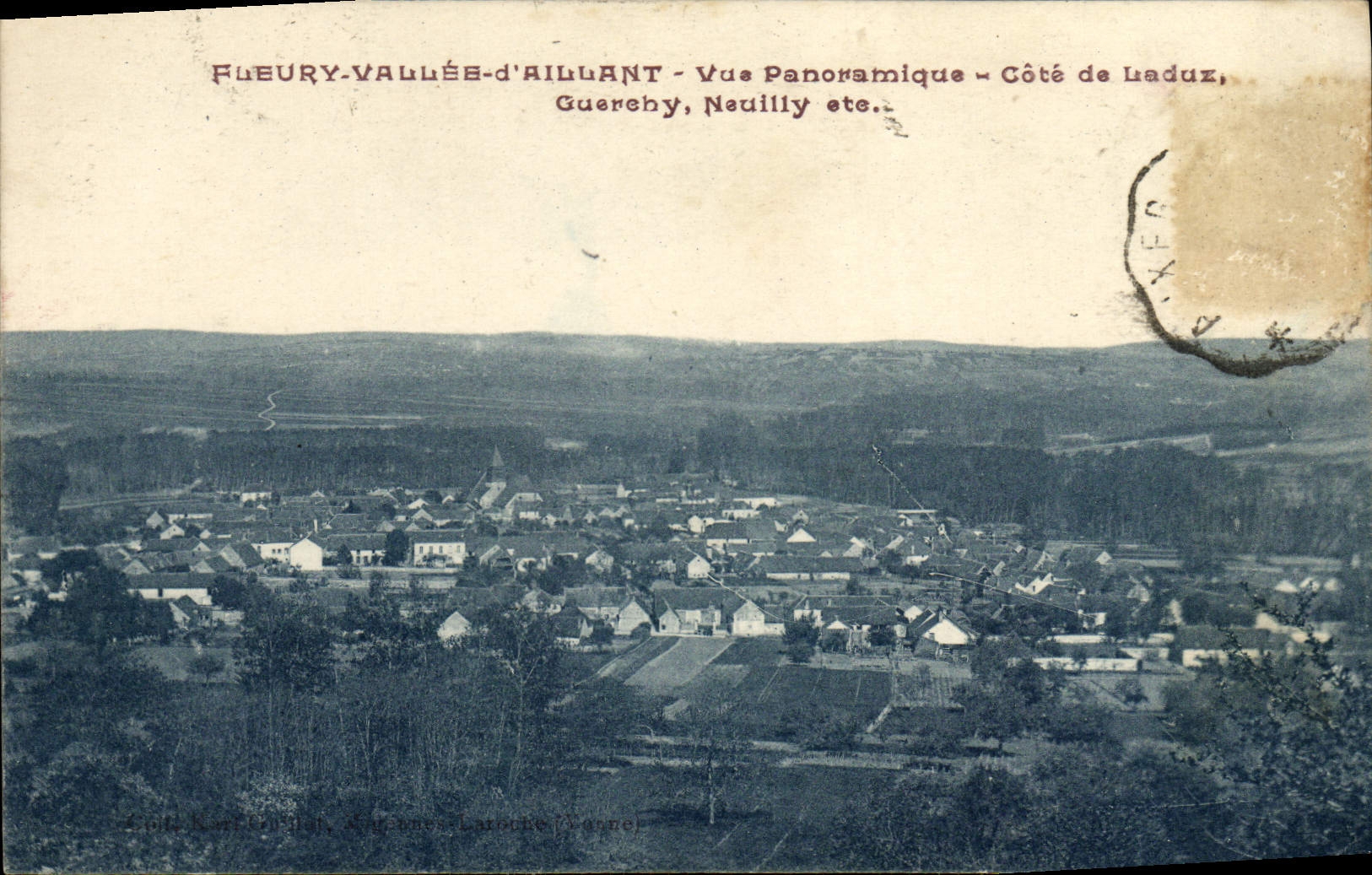 VINTAGE POSTCARD Fleury Valley of Aillant Panoramic View Dimension De Laduz Guerchy Neuilly