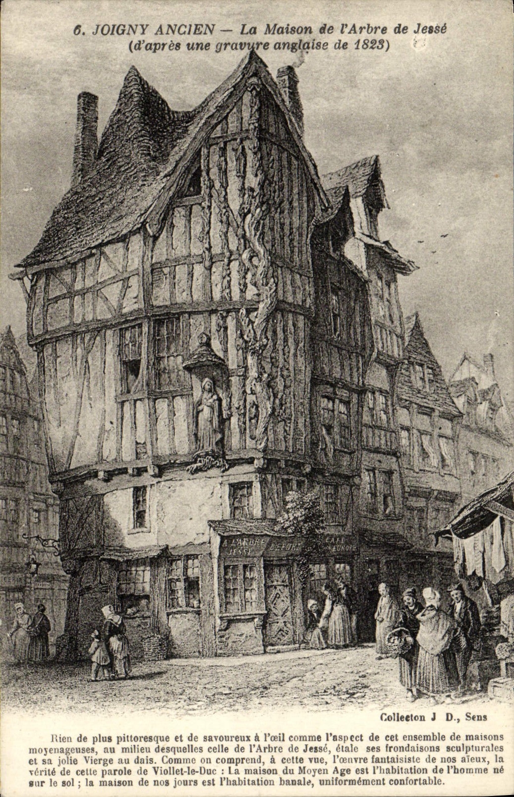 VINTAGE POSTCARD Old Joigny the House Of the Tree De Jesse