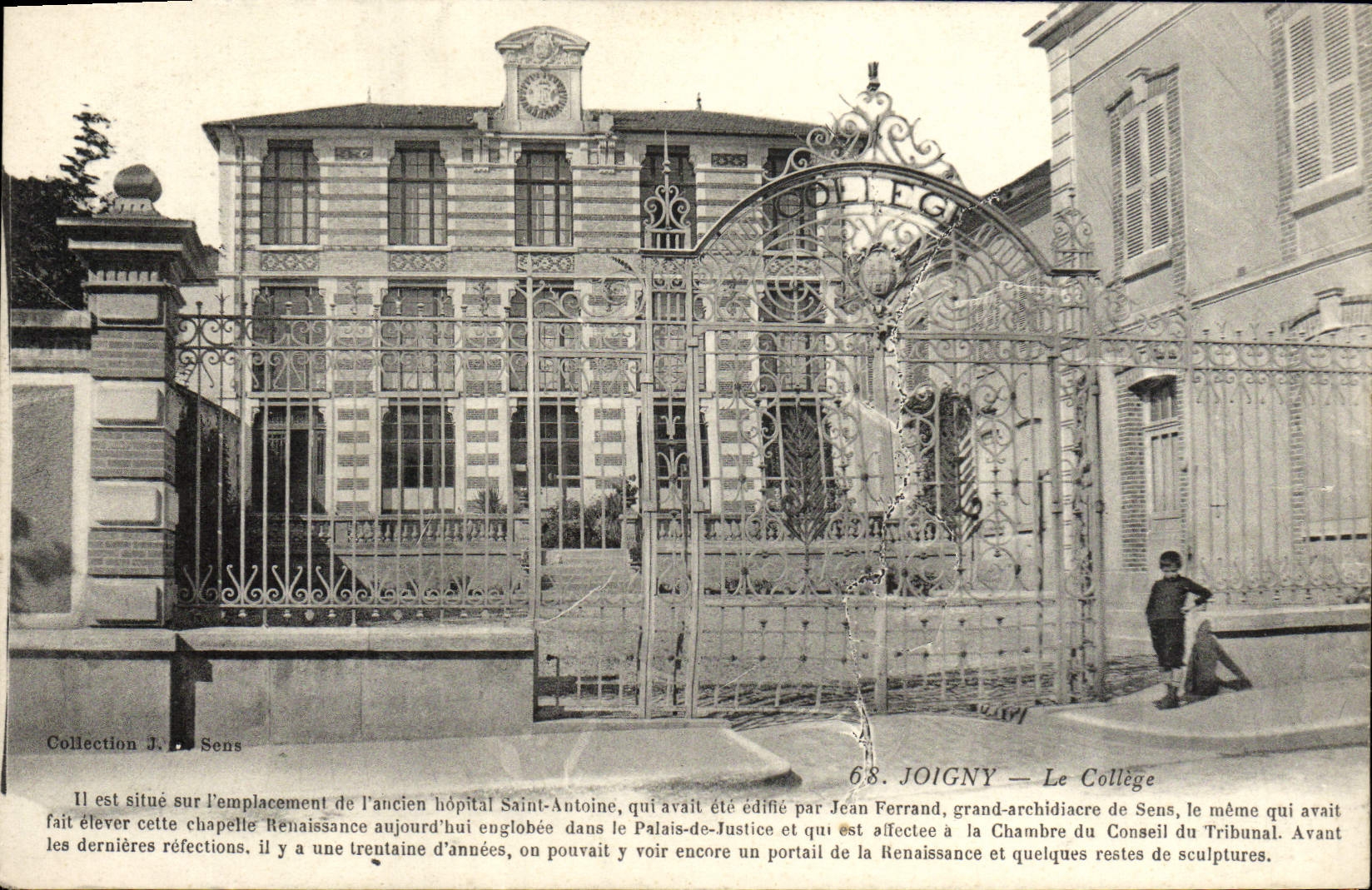 VINTAGE POSTCARD Joigny the College