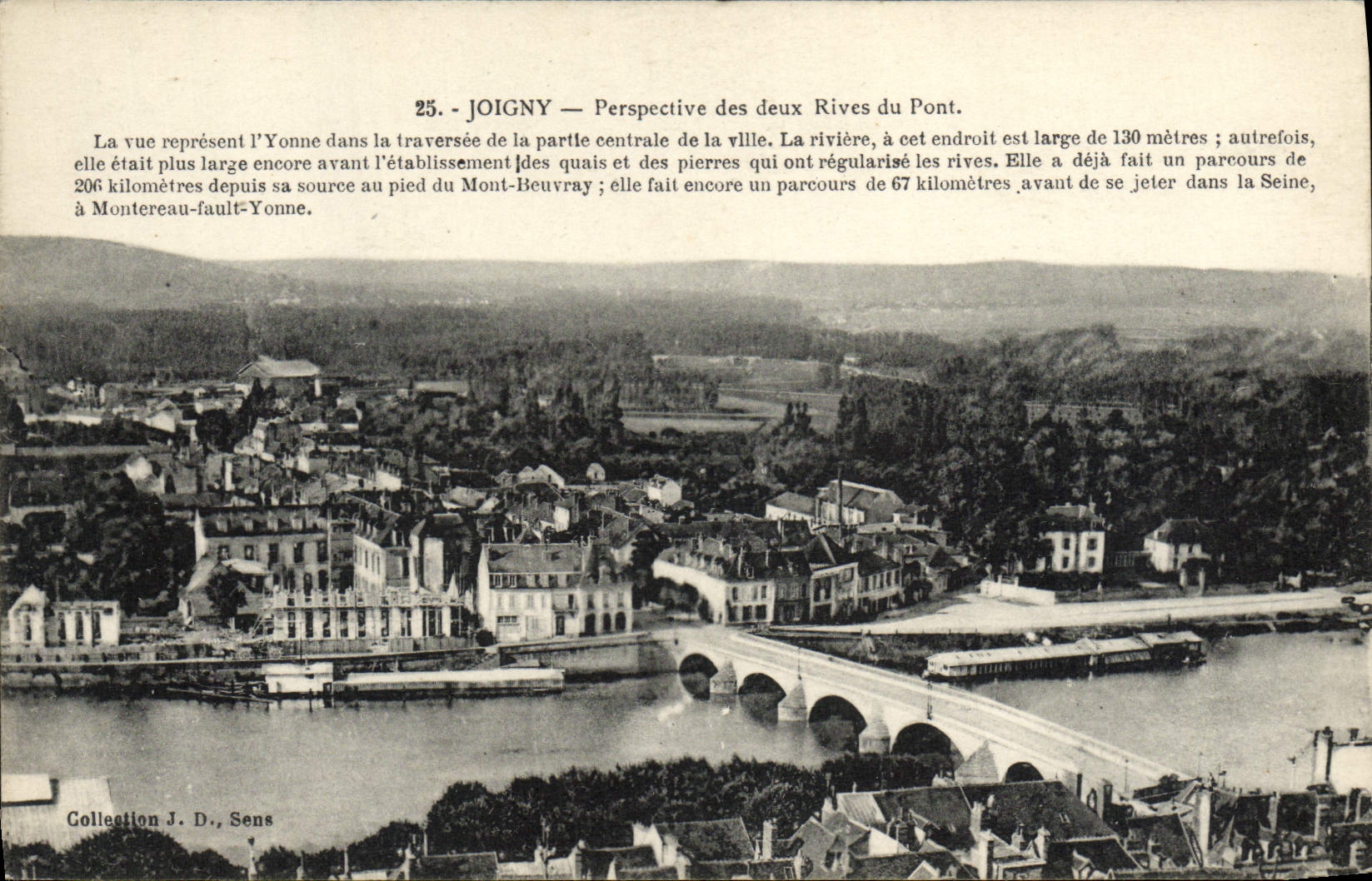 VINTAGE POSTCARD Joigny View Of Two banks Of the Bridge