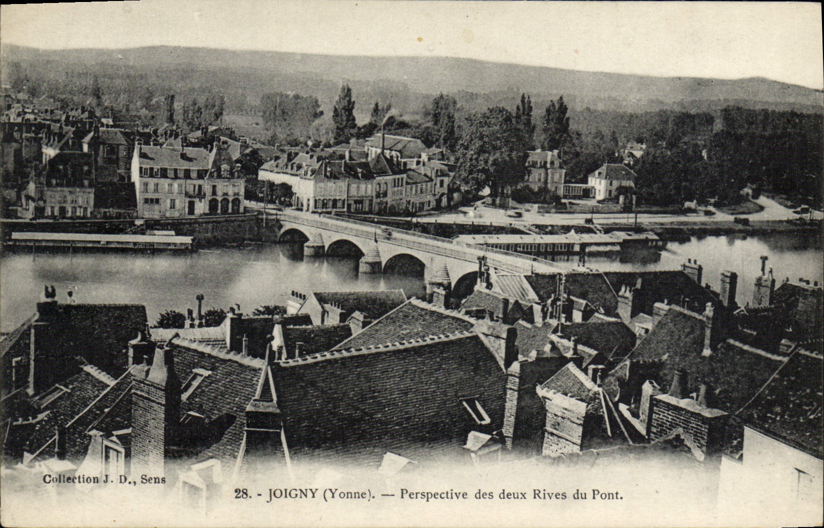 CPA Joigny Perspective Des Deux Rives Du Pont