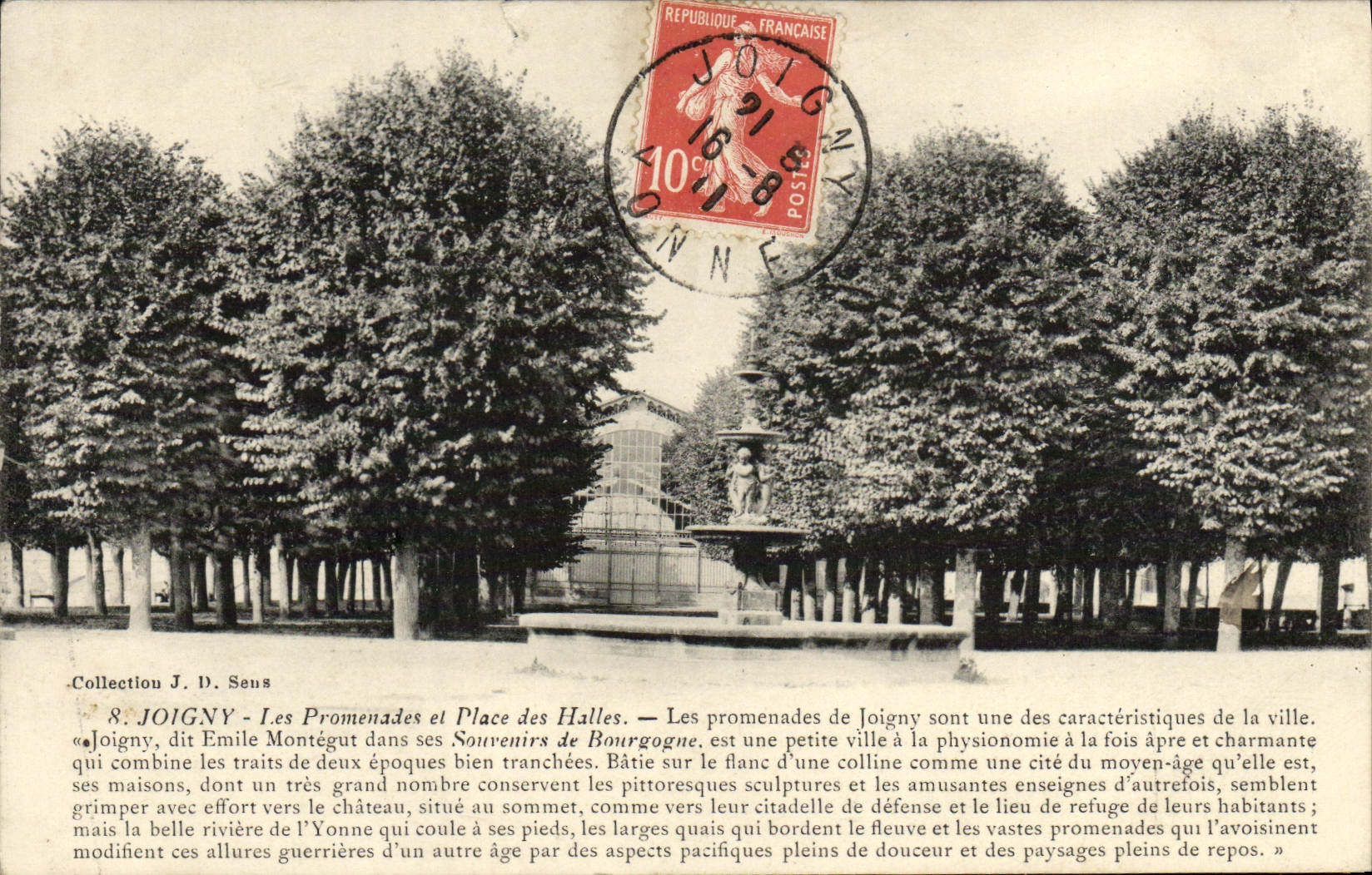 POSTAL Joigny de la VENDIMIA las caminatas y los mercados de los lugares