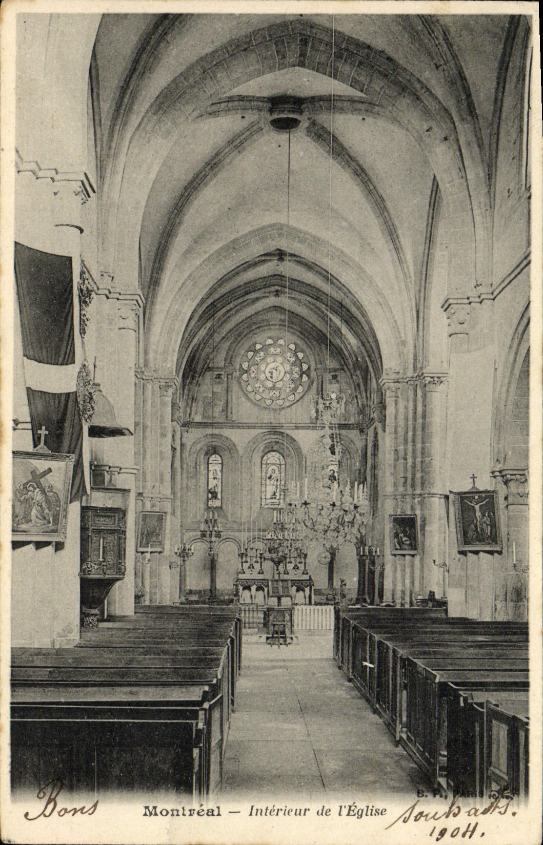 VINTAGE POSTCARD Interior Montreal of I' Eglise