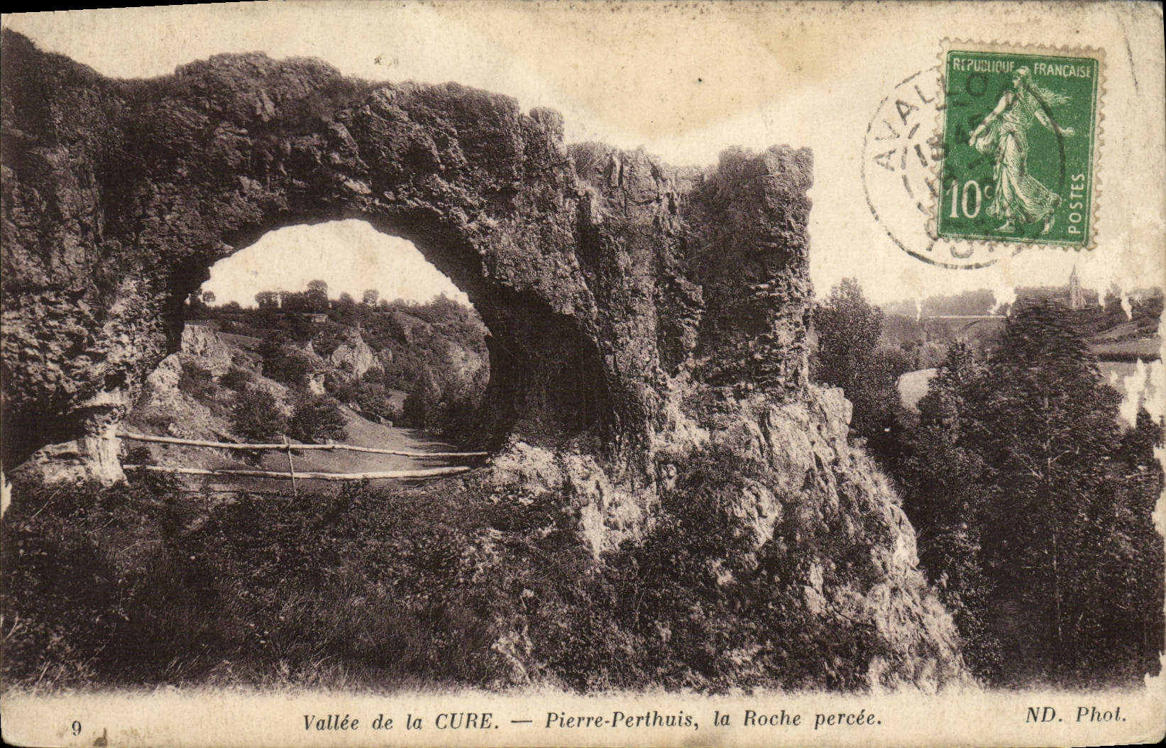 VINTAGE POSTCARD Valley of the Cure Pierre Perthuis the Perthuis rock