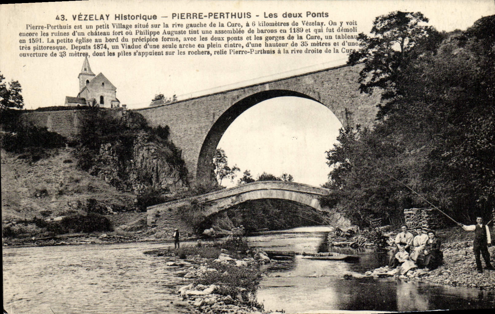 CPA Vezelay Historique Pierre Perthuis Les deux Ponts Pecheur Peche
