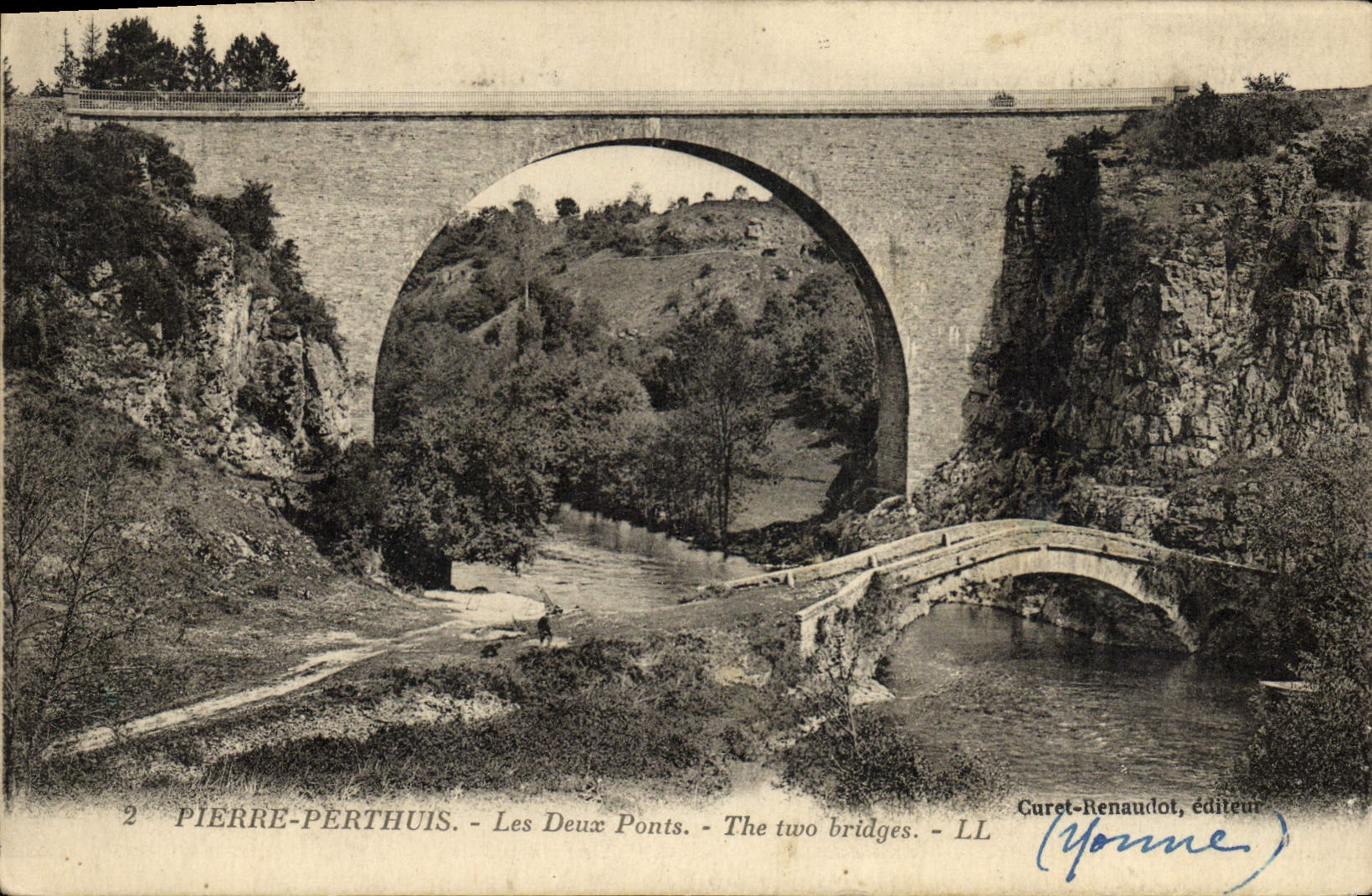 VINTAGE POSTCARD Pierre Perthuis Two Bridges