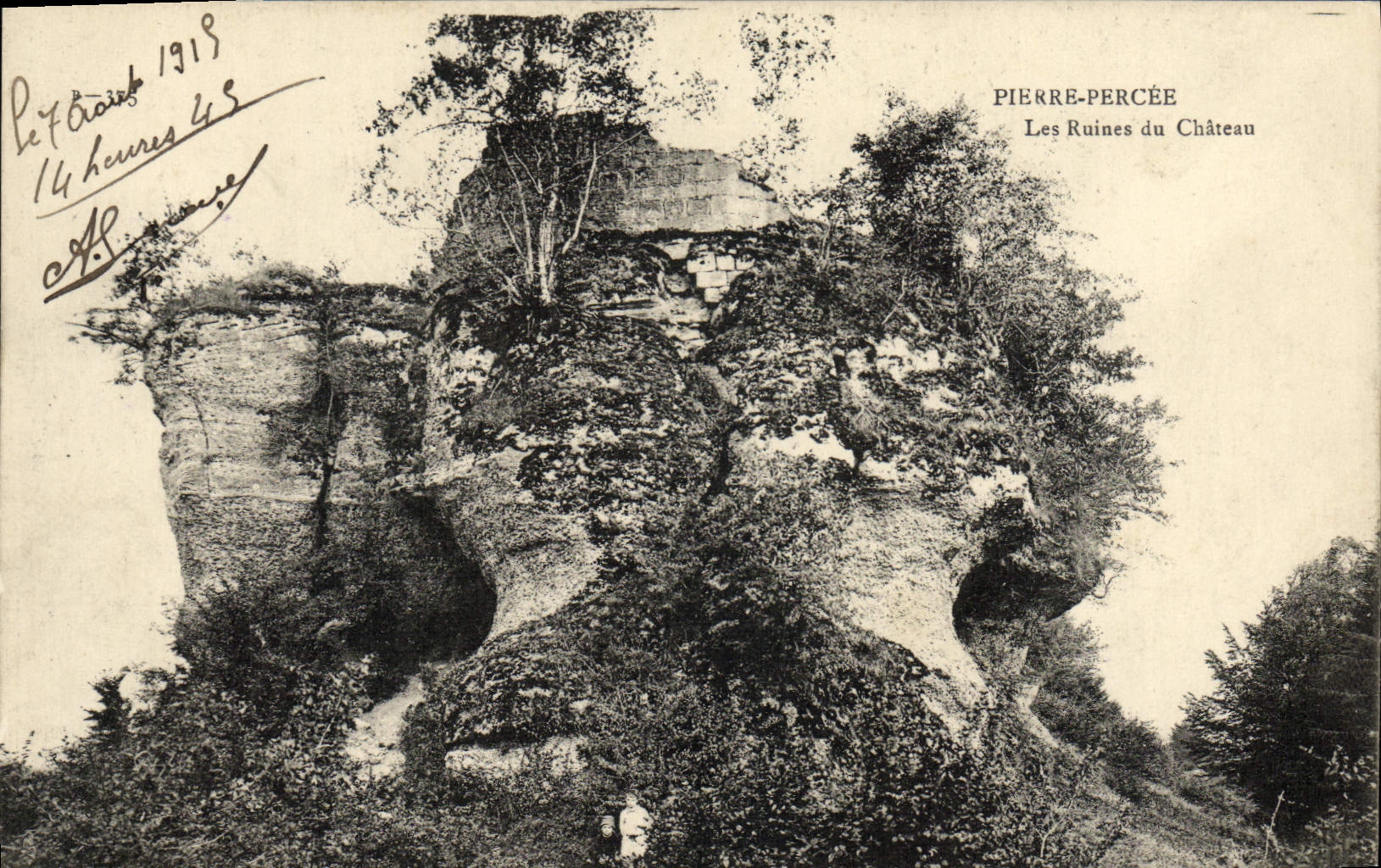 VINTAGE POSTCARD Pierre Perthuis Ruins of the Castle