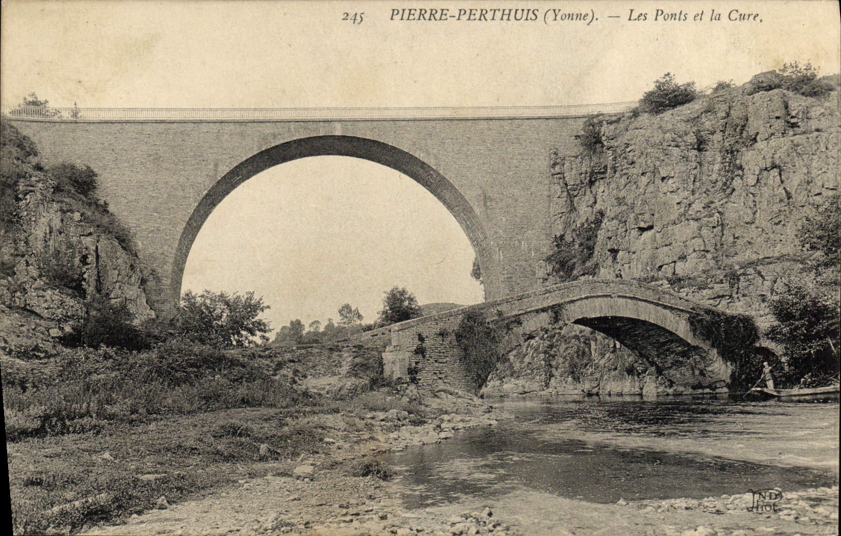 VINTAGE POSTCARD Pierre Perthuis Bridges and the Cure