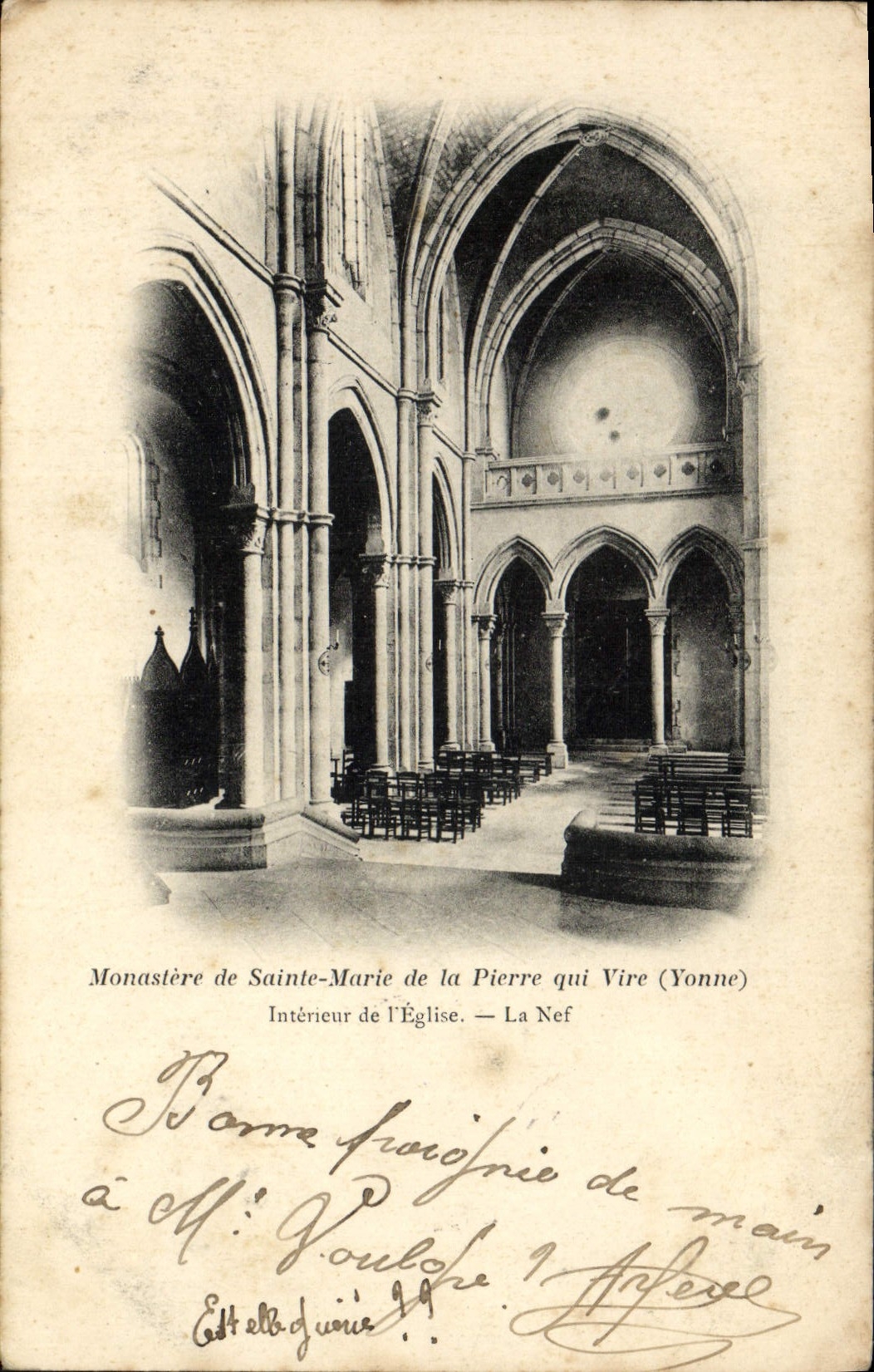 VINTAGE POSTCARD Monastery of co. Marie of Pierre who Transfers Interior church the nave