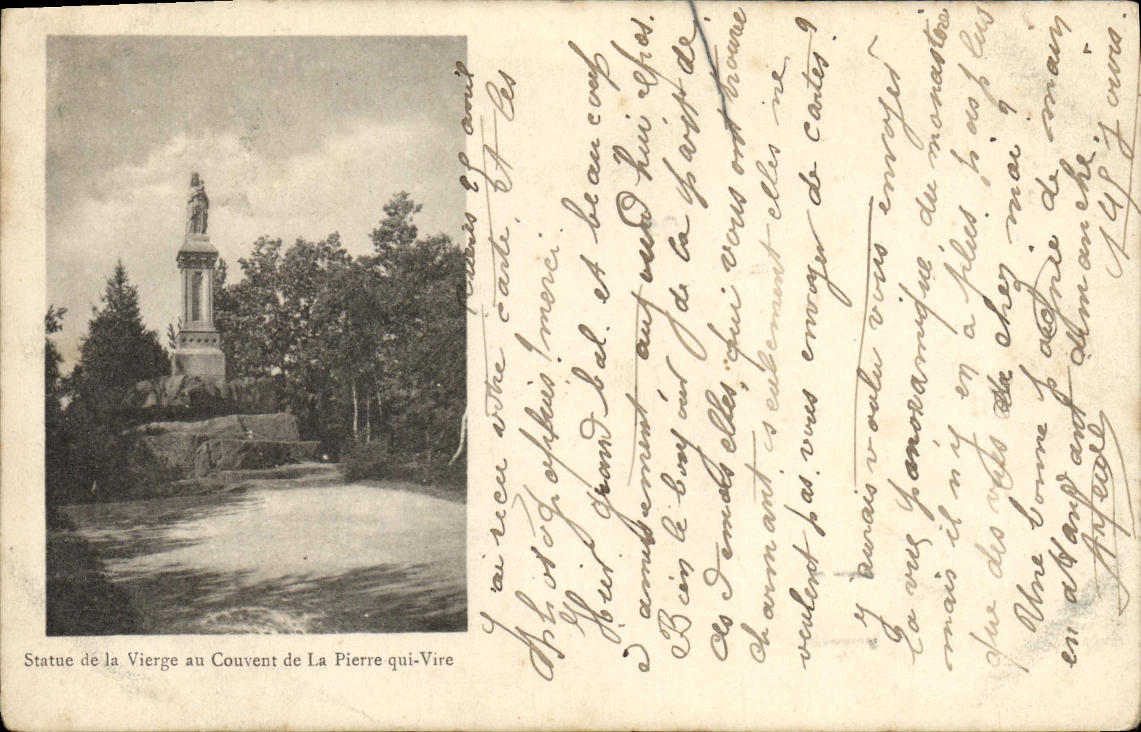 VINTAGE POSTCARD Statue of the Virgin to the Convent of Pierre who Transfers