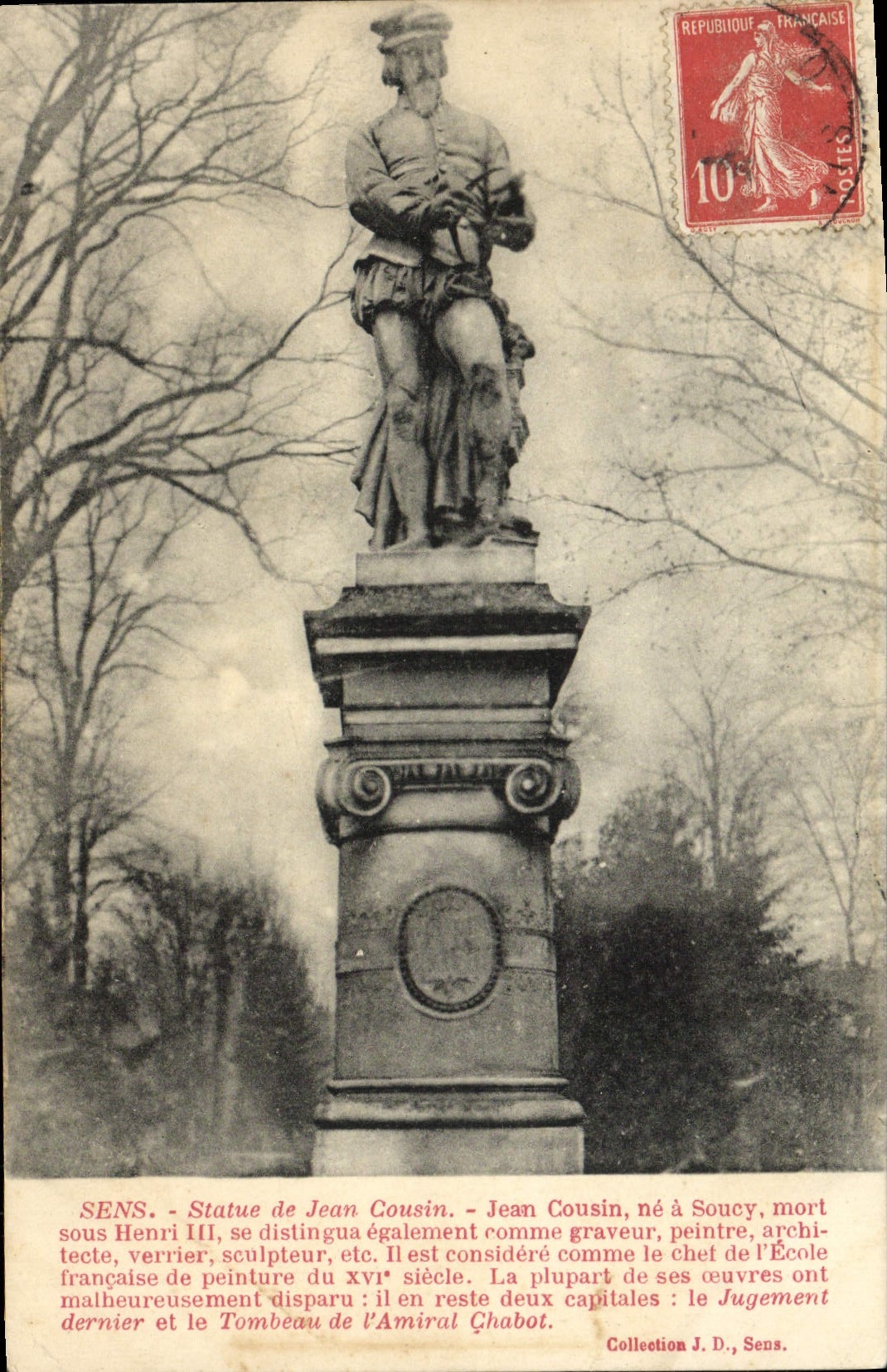 CPA Sens Statue de Jean Cousin 