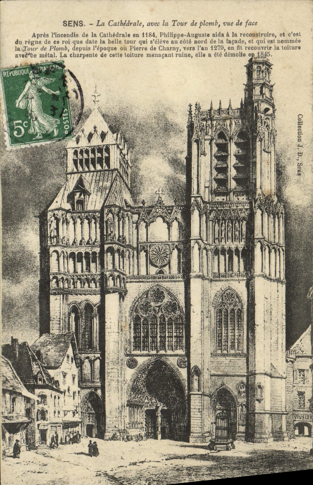CPA Sens La Cathedrale avec la tour de plomb