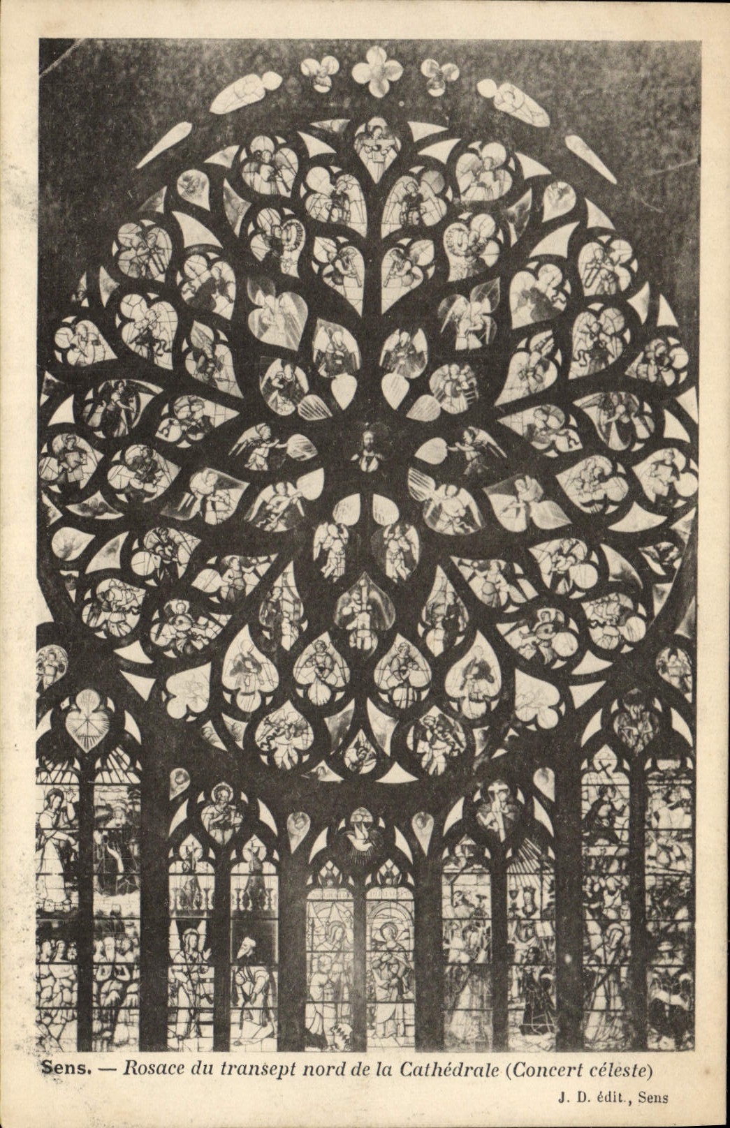 CPA Sens Rosace du transept nord de la cathedrale Concert celeste