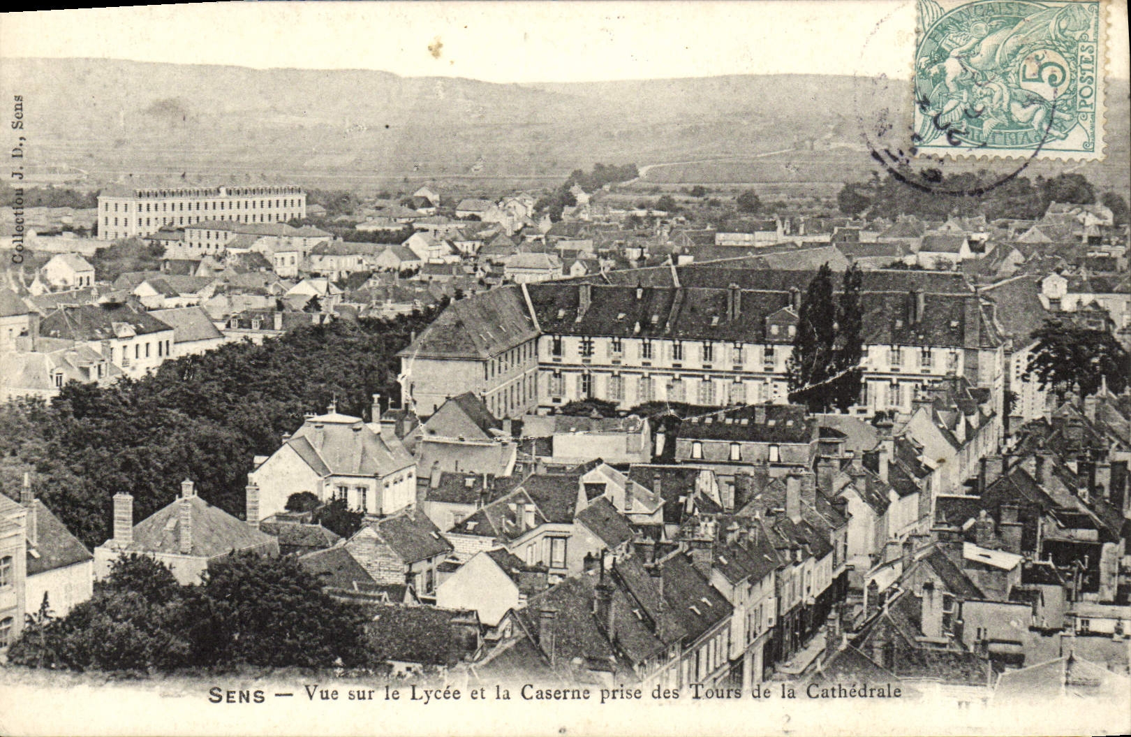 VINTAGE POSTCARD Sens Seen on the College and the Barracks taken of Tours of the Cathedral