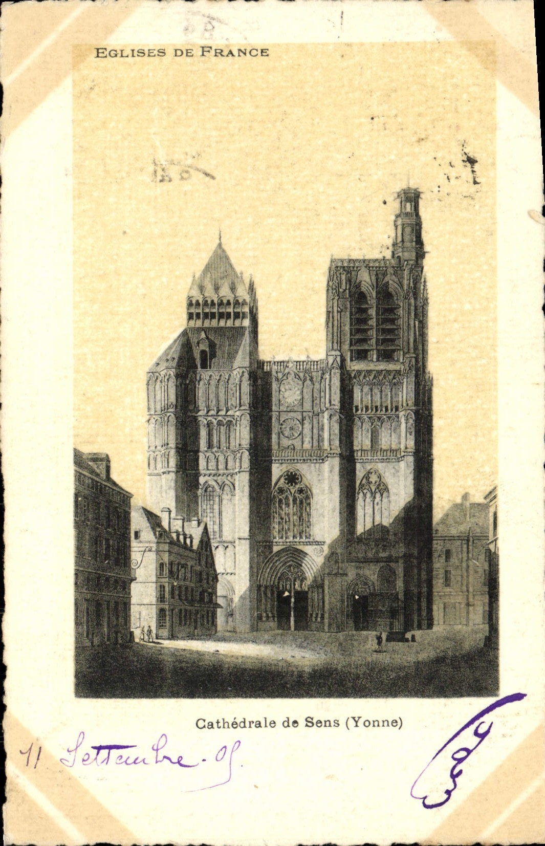 VINTAGE POSTCARD Sens Cathedral of Sens