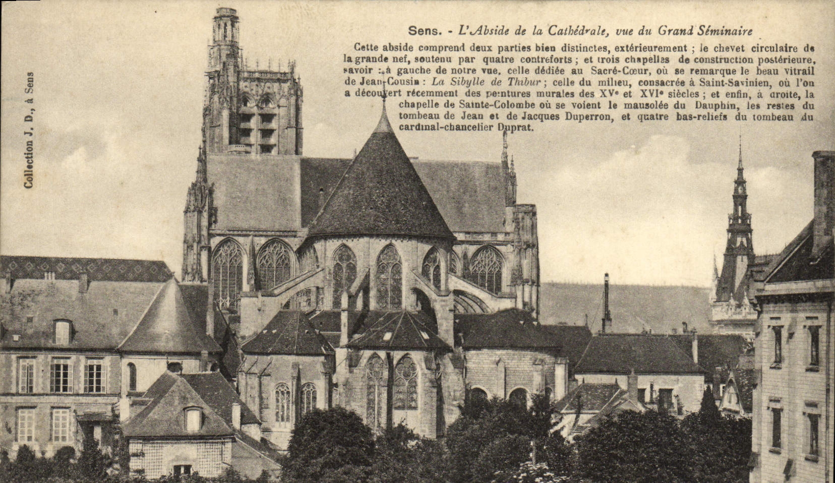 VINTAGE POSTCARD Sens the Apse of the Cathedral seen of the Great Seminar