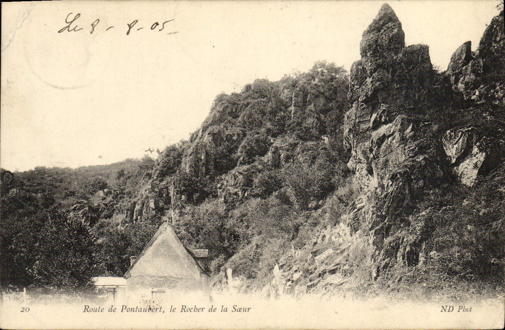 VINTAGE POSTCARD Road of Pontaubert the Rock of the Sister
