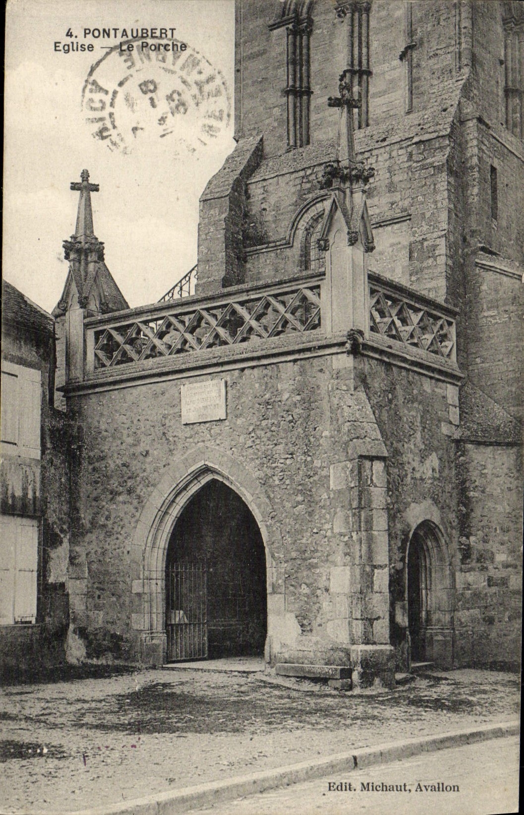 VINTAGE POSTCARD Pontaubert Church the Porch