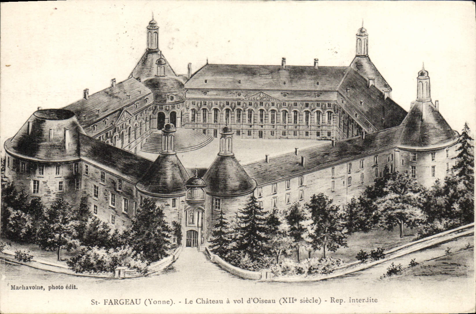 CPA St Fargeau Le Chateau a vol d'Oiseau