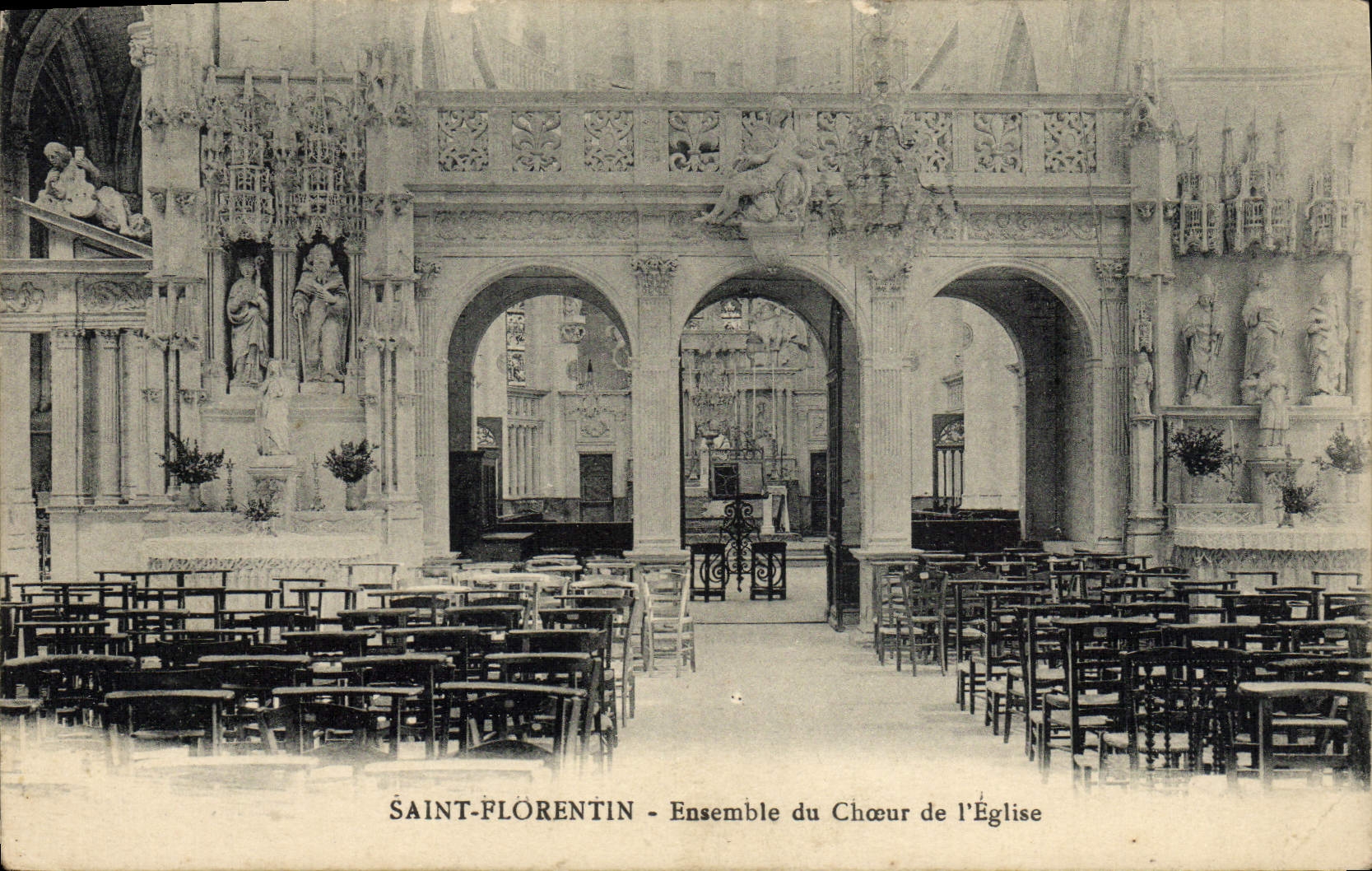 POSTAL Florentin santo de la VENDIMIA junto del estribillo de la iglesia