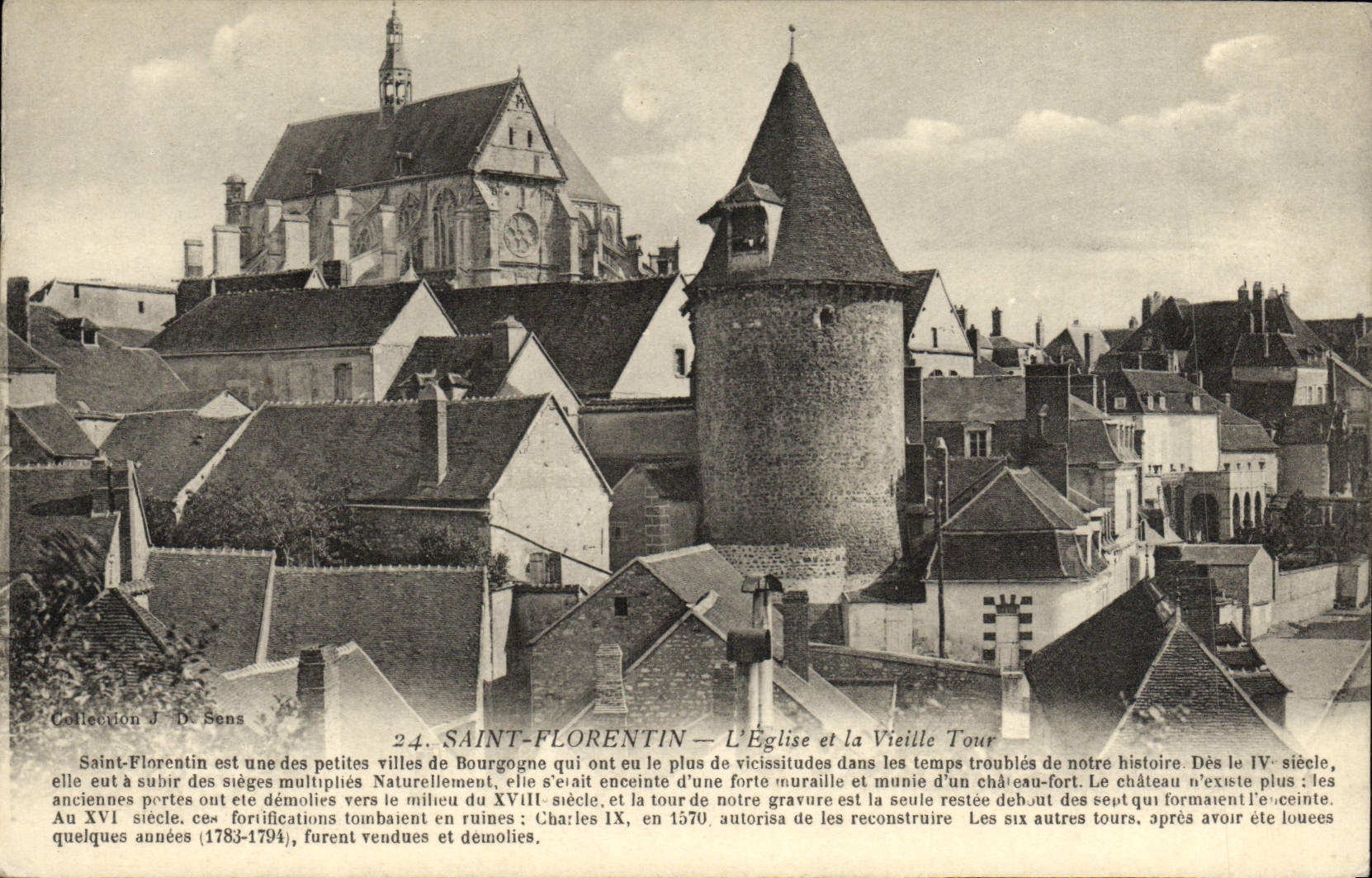CPA Saint Florentin L'Eglise et la Vieille Tour