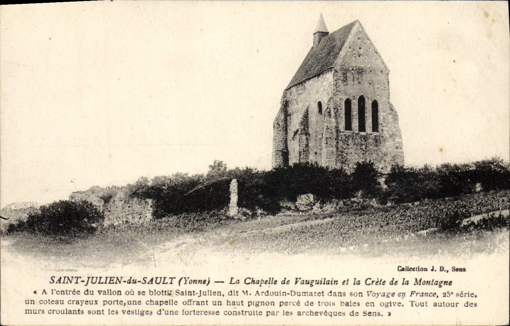 VINTAGE POSTCARD Holy Julien of Sault La Chapelle of Vauguilain and Crete of the Mountain
