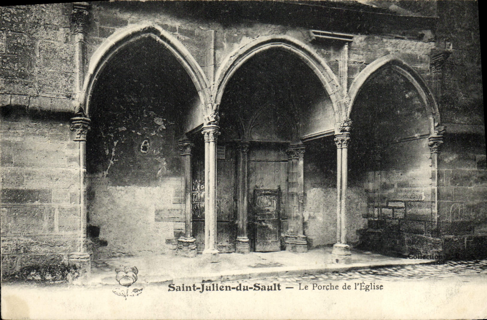 VINTAGE POSTCARD Holy Julien of Sault the Porch of the Church