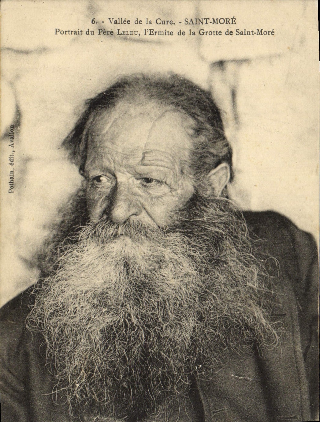 Valle de la POSTAL de la VENDIMIA de la curación Saint más retrato del padre de Leleu el ermitaño de la cueva Saint de más TAPA