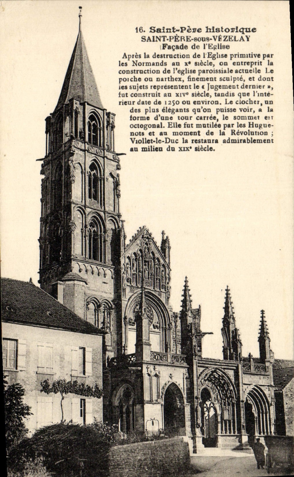 VINTAGE POSTCARD Holy historical Father Holy father under Vezelay Frontage of the Church