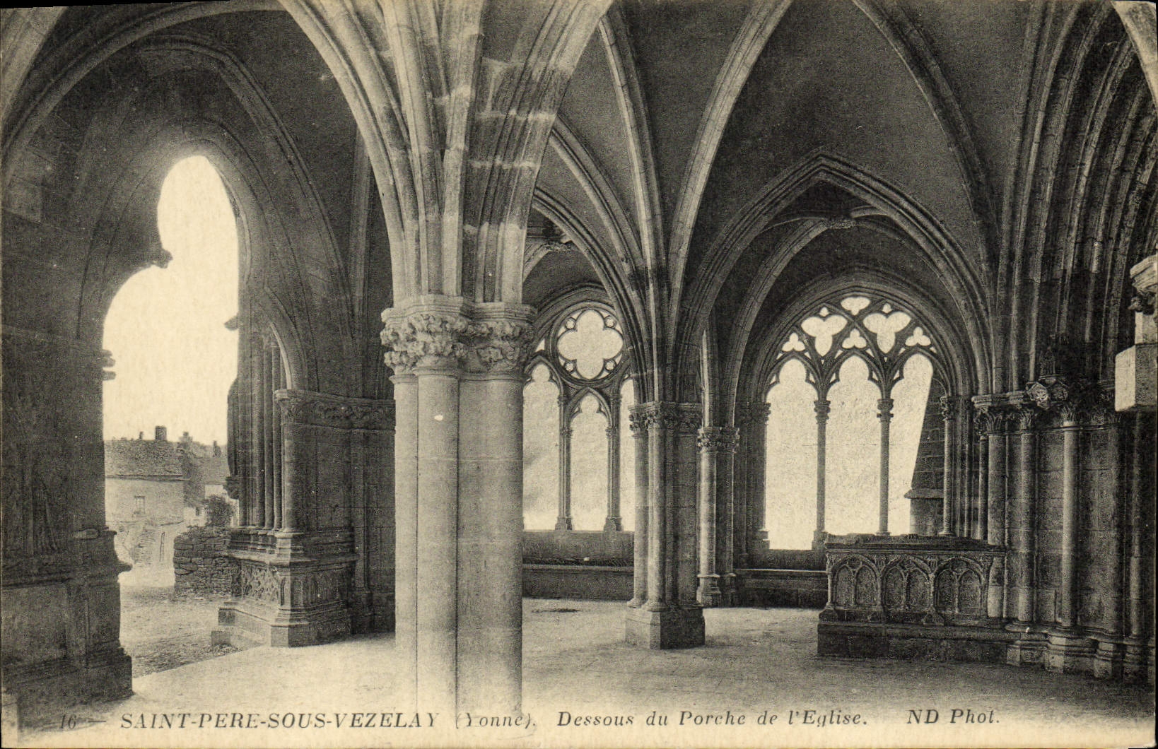 VINTAGE POSTCARD Holy Father under Vezelay Below of the Porch of the Church
