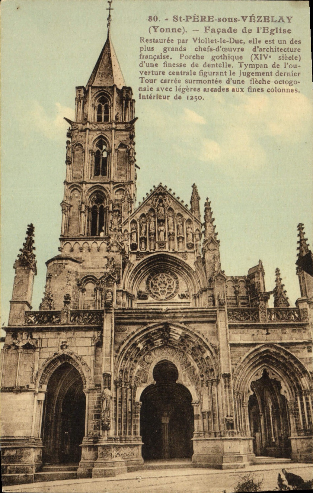 VINTAGE POSTCARD Holy Father under Vezelay Frontage the Church