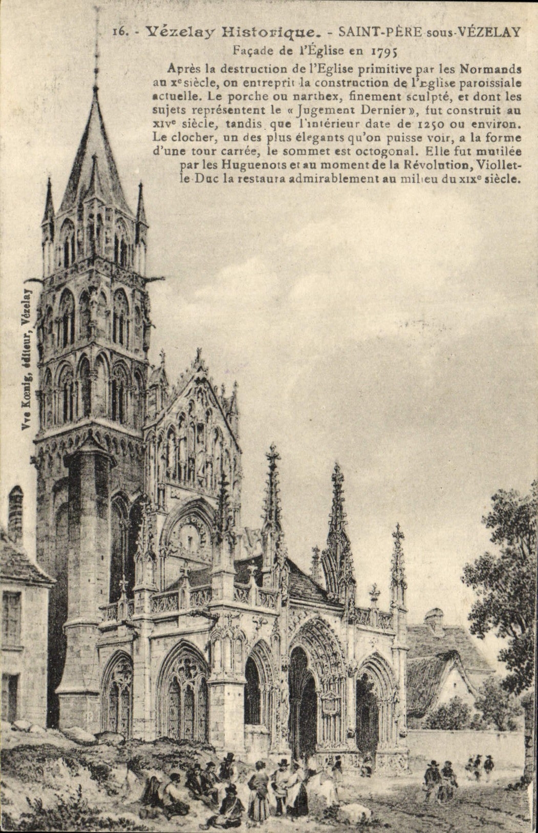 VINTAGE POSTCARD Holy Father under Vezelay Frontage the Church of in 1795