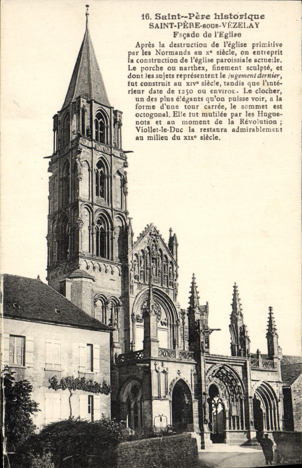 VINTAGE POSTCARD Holy Father under Vezelay Frontage of the Church