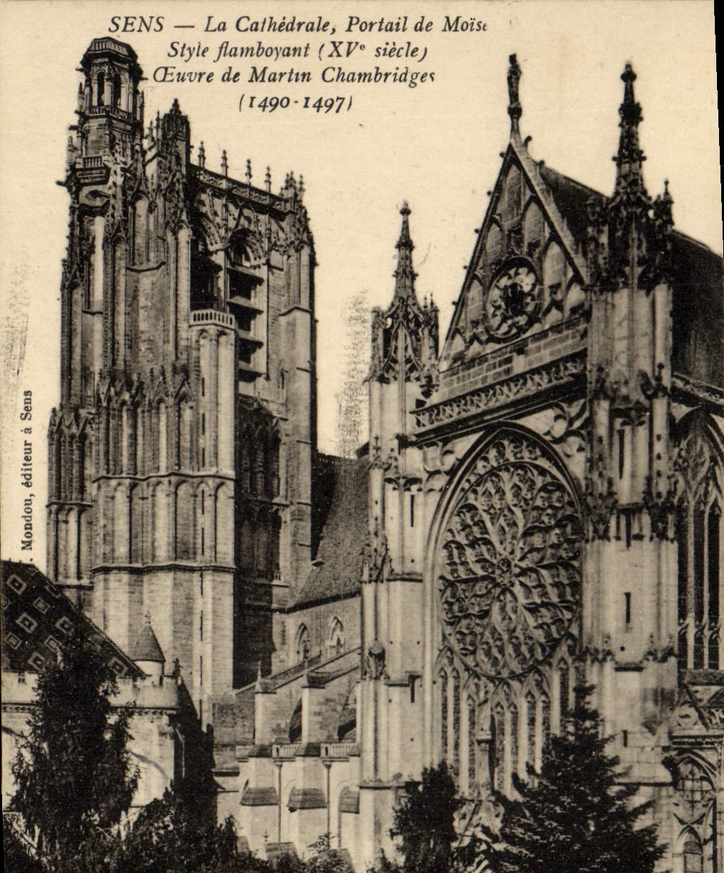 VINTAGE POSTCARD Sens the Cathedral Gate of Brace blazing Style work of Martin Chambridges