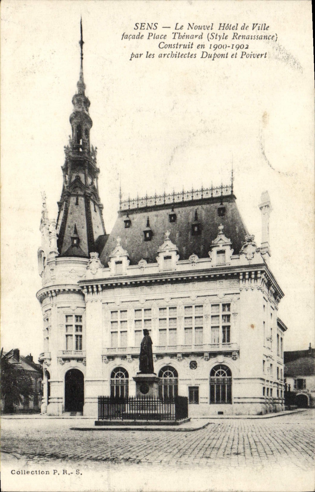 VINTAGE POSTCARD Sens the New Town hall frontage Places Thenard Construit in 1900 1902