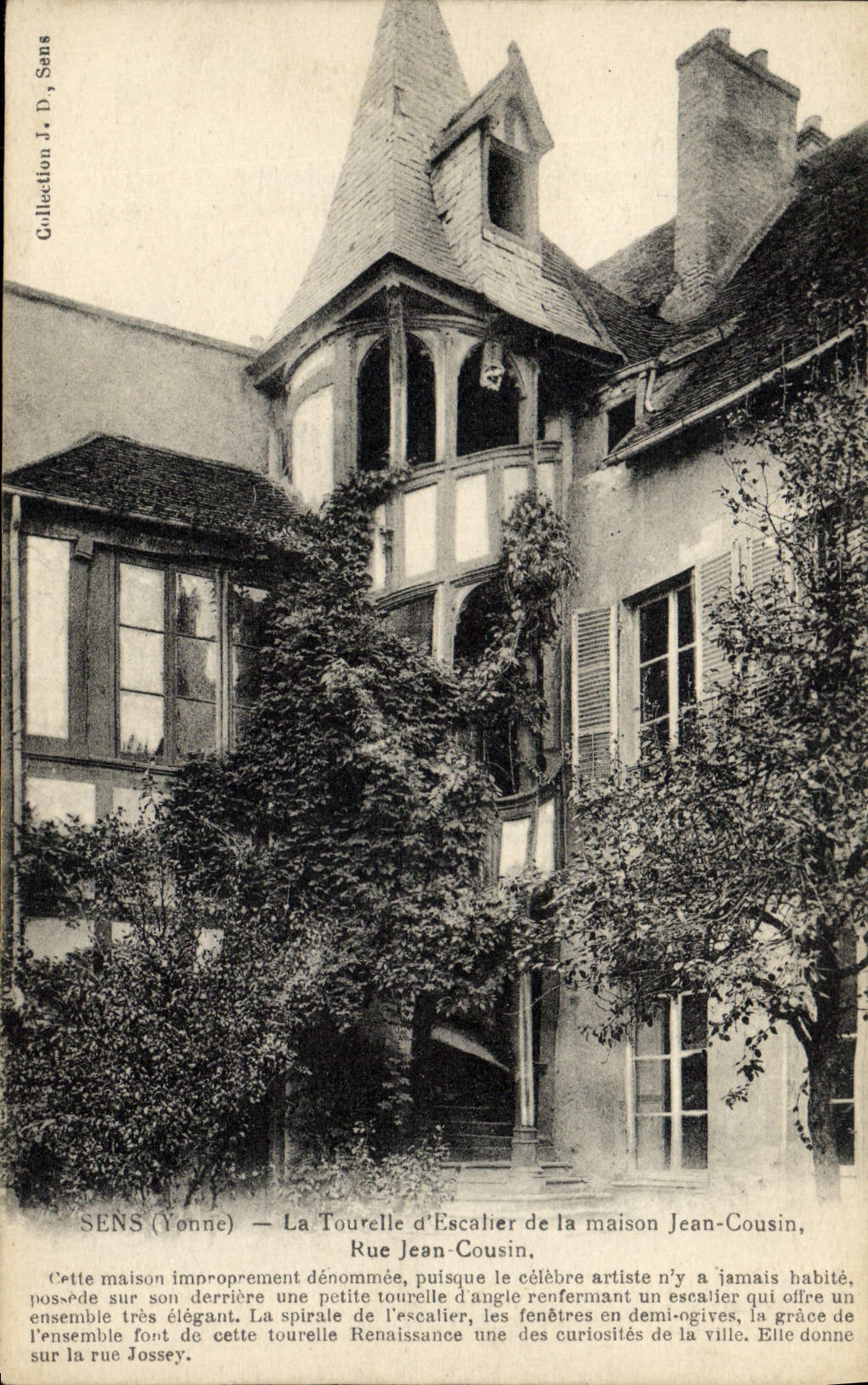 VINTAGE POSTCARD Sens the Turret of Staircase of the house Jean Cousin Street Jean Cousin