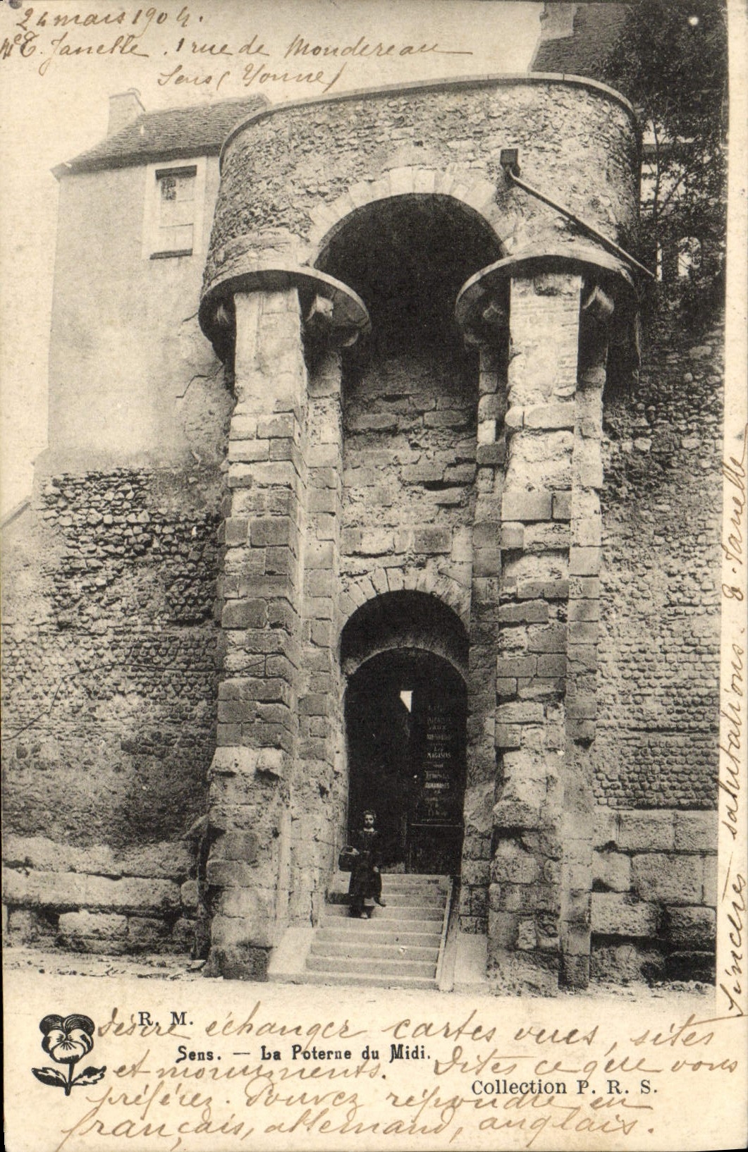 VINTAGE POSTCARD Sens the Postern of Midday