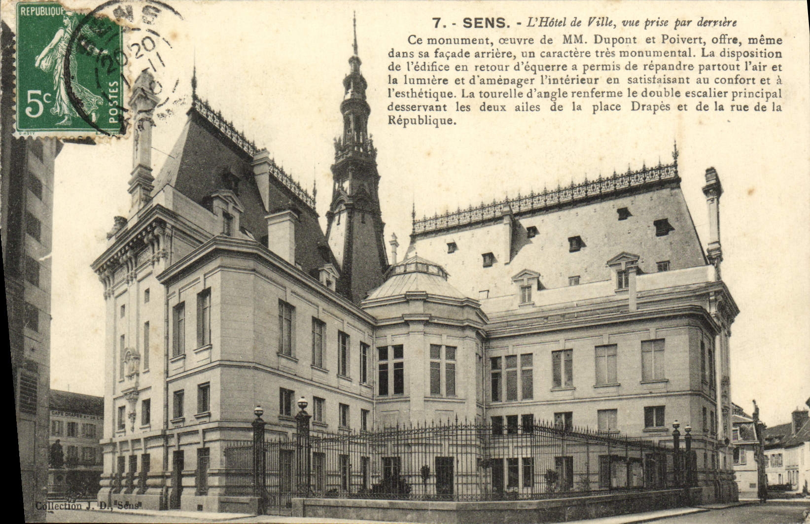 CPA Sens L'Hotel de ville vue prise par derriere