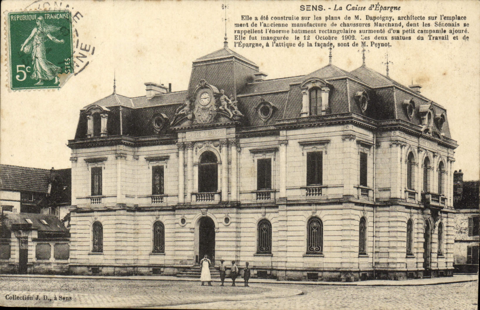 VINTAGE POSTCARD Sens the Savings bank