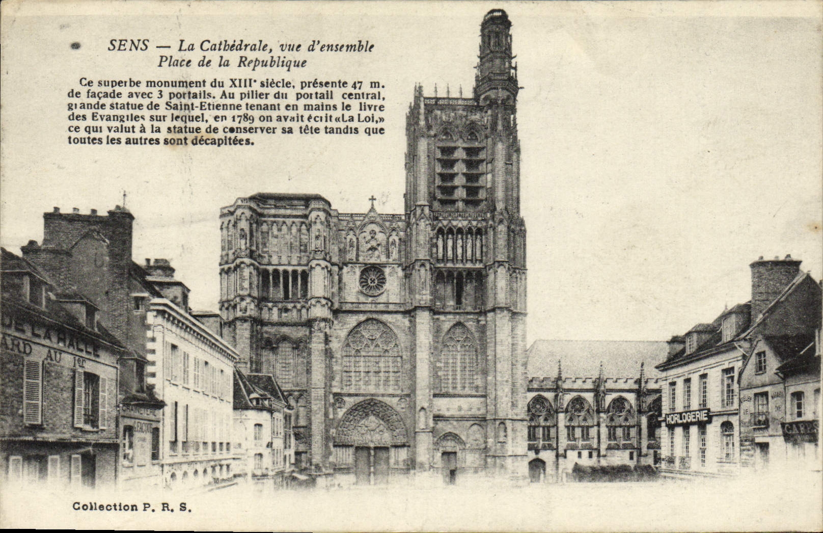 VINTAGE POSTCARD Sens the overall picture Cathedral Place of the Republic