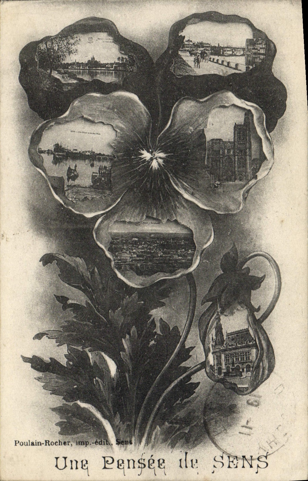 VINTAGE POSTCARD Sens a Thought of Sens