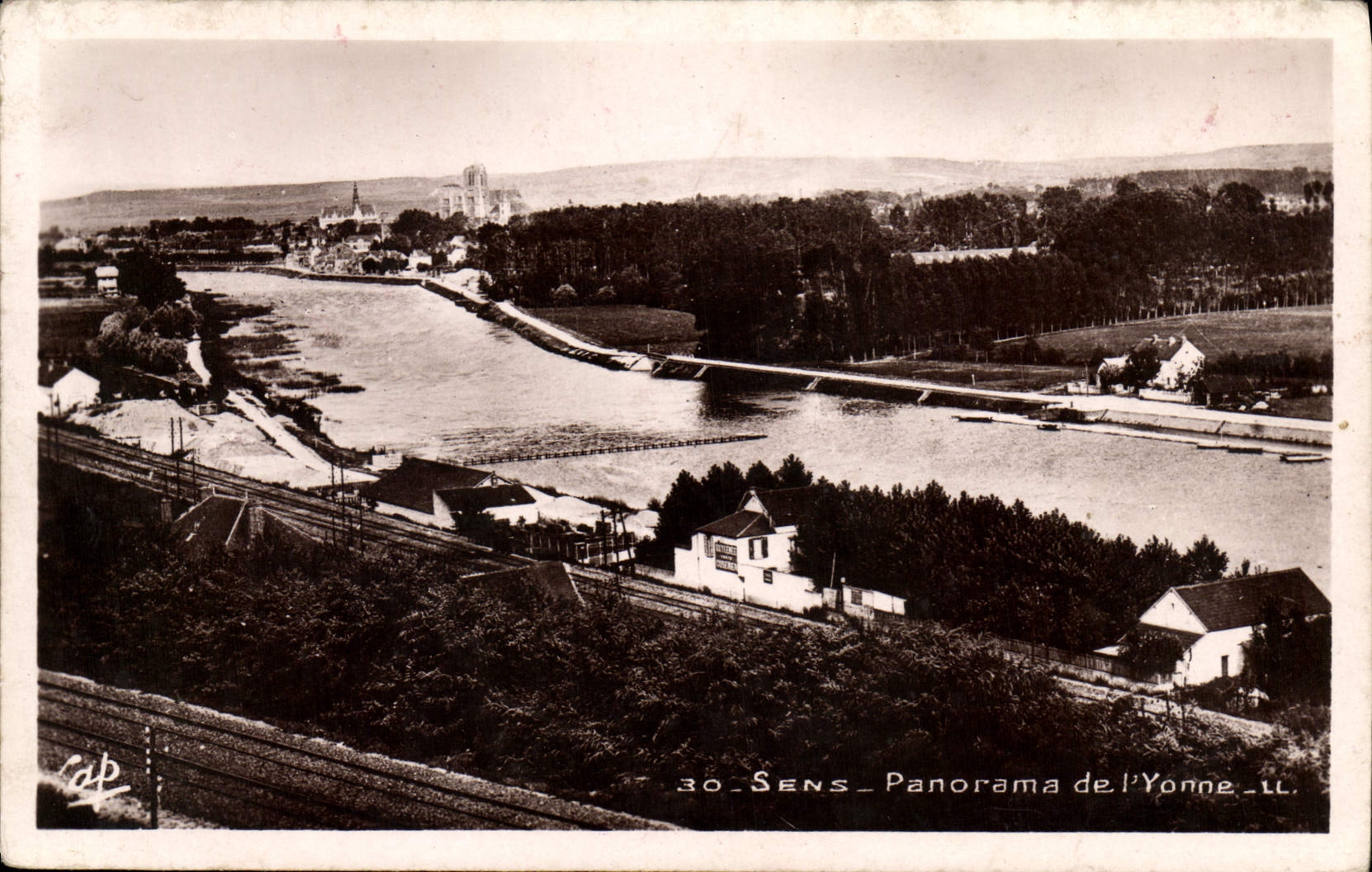 VINTAGE POSTCARD Sens Panorama of Yonne
