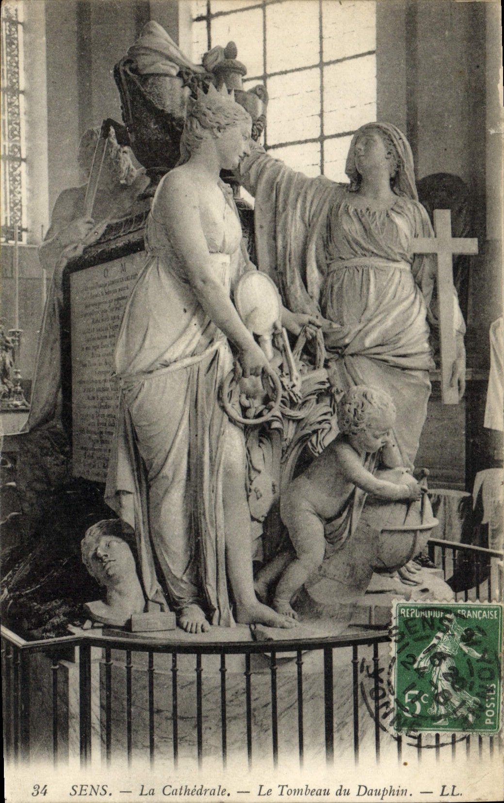 VINTAGE POSTCARD Sens the Cathedral the Tomb of the Dolphin